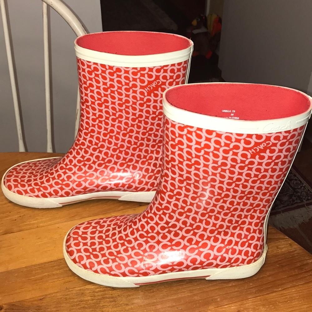 COACH URSULA WOMEN’S RAIN BOOTS ORANGE SIZE 7